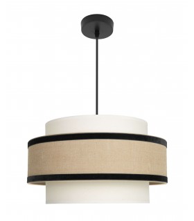 Lámpara de Techo Boho Chic en Tela de Saco y Terciopelo negro Mdmhogar