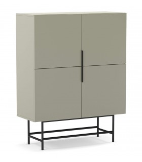 Armario Alacena Bajo Moderno en Melamina Verde y Metal Negro Mdmhogar1