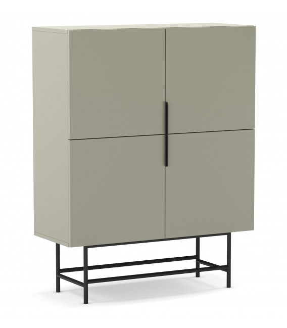 Armario Alacena Bajo Moderno en Melamina Verde y Metal Negro Mdmhogar1