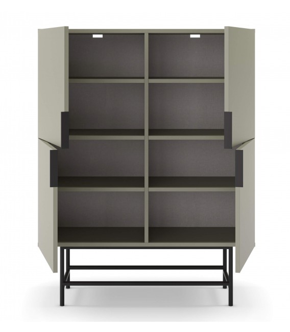 Armario Alacena Bajo Moderno en Melamina Verde y Metal Negro Mdmhogar4