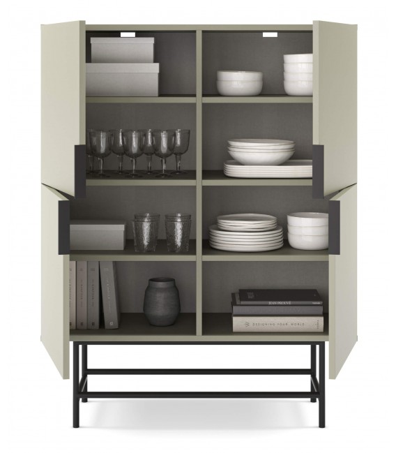 Armario Alacena Bajo Moderno en Melamina Verde y Metal Negro Mdmhogar3