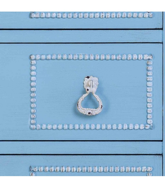 Sinfonier Clásico Romántico con 6 Cajones Madera y Ratán Azul Rozado Mdmhogar6