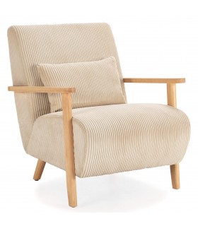 Butaca Nórdica Cómoda con Tapizado en Pana Beige Mdmhogar1