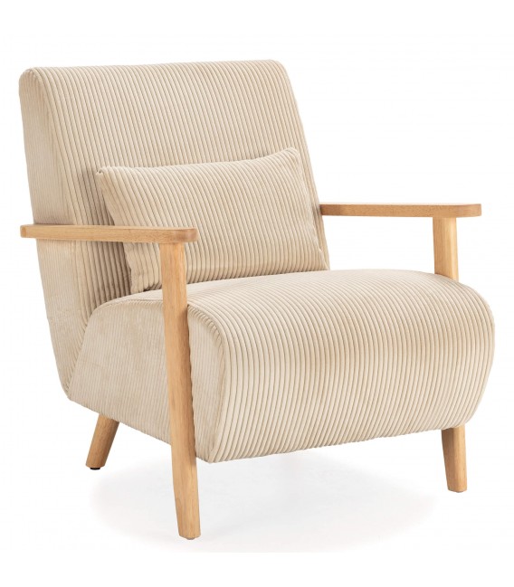 Butaca Nórdica Cómoda con Tapizado en Pana Beige Mdmhogar1