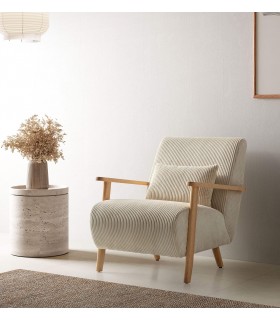 Butaca Nórdica Cómoda con Tapizado en Pana Beige Mdmhogar