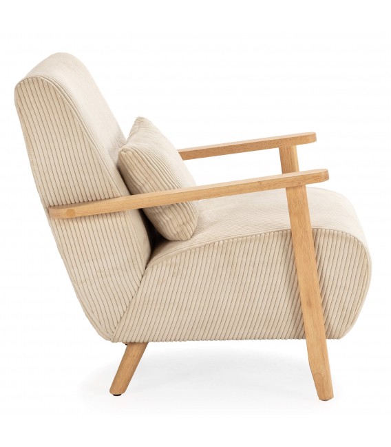 Butaca Nórdica Cómoda con Tapizado en Pana Beige Mdmhogar3