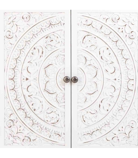 Aparador Pequeño Lacado en Blanco con Puertas Talladas Mdmhogar4