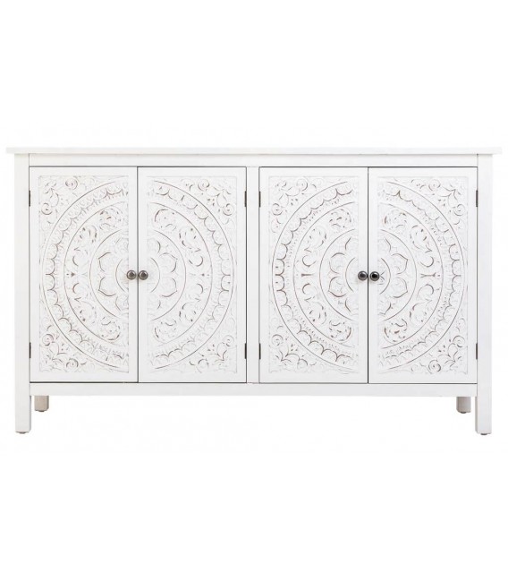 Aparador Pequeño Lacado en Blanco con Puertas Talladas Mdmhogar1
