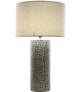 Lámpara de Sobremesa Alta con Base de Cerámica gris textil lino Mdmhogar