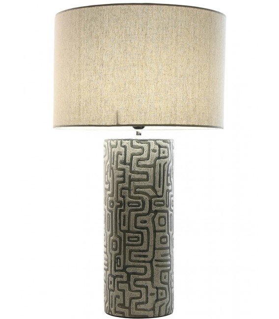 Lámpara de Sobremesa Alta con Base de Cerámica gris textil lino Mdmhogar