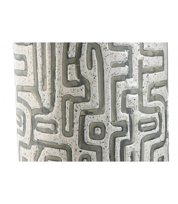 Lámpara de Sobremesa Alta con Base de Cerámica gris textil lino Mdmhogar3