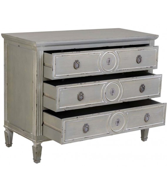 Cómoda de Madera de Abeto Lacada en Gris Rozado Mdmhogar2