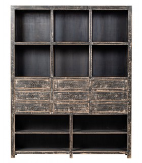 Librería Estantería Grande de Madera Maciza de Pino Decapada en Negro Mdmhogar1