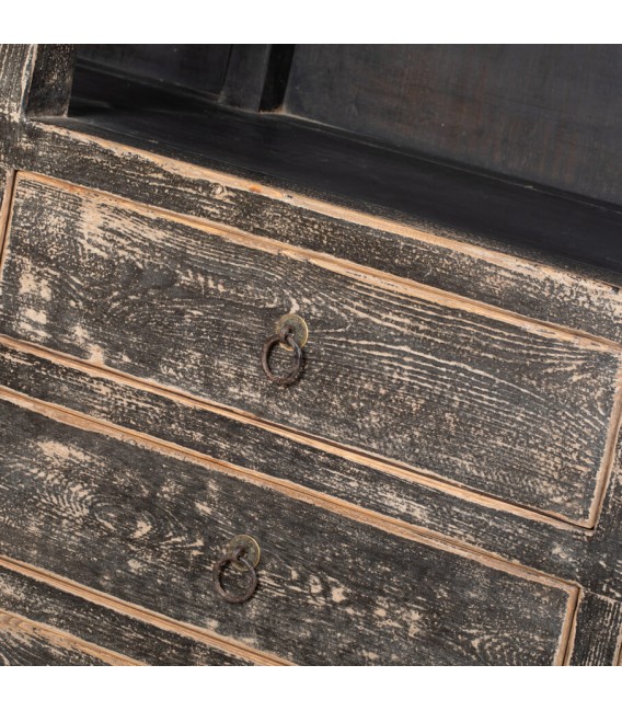 Librería Estantería Grande de Madera Maciza de Pino Decapada en Negro Mdmhogar3