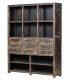 Librería Estantería Grande de Madera Maciza de Pino Decapada en Negro Mdmhogar