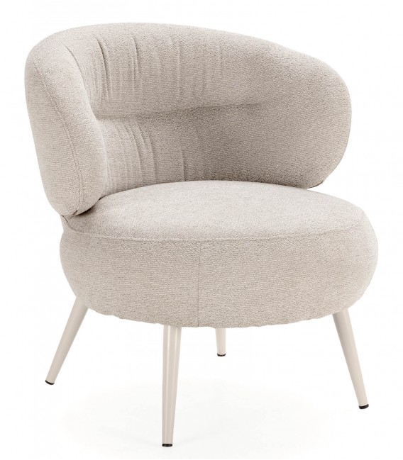 Butaca Pequeña Tapizada en Chenilla Blanco Roto Mdmhogar1