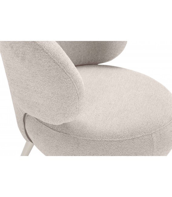 Butaca Pequeña Tapizada en Chenilla Blanco Roto Mdmhogar5