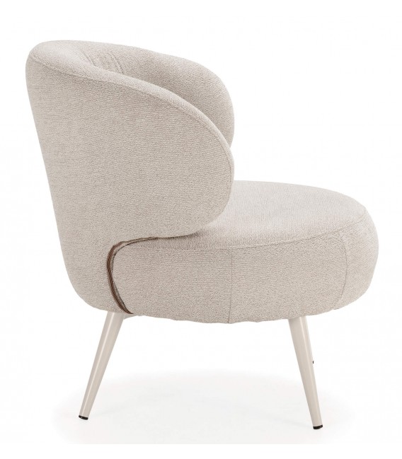 Butaca Pequeña Tapizada en Chenilla Blanco Roto Mdmhogar3