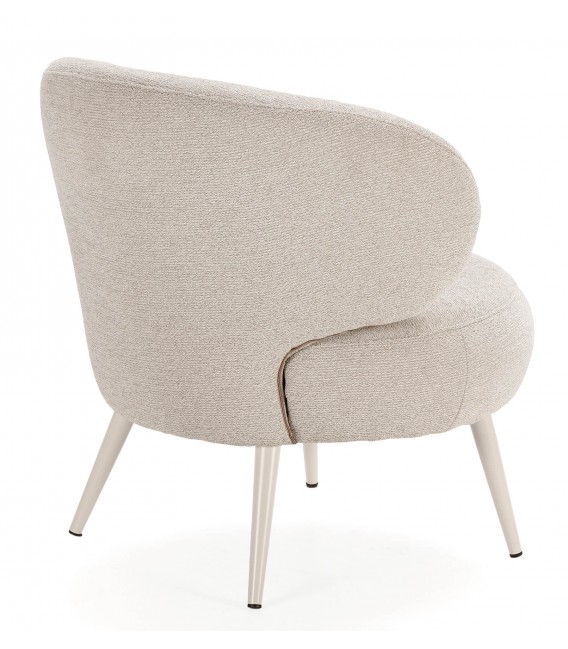 Butaca Pequeña Tapizada en Chenilla Blanco Roto Mdmhogar4