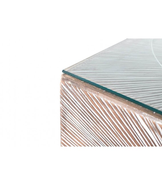 Mesa de Centro Cuadrada Pequeña con Geometría Tallada Mdmhogar2