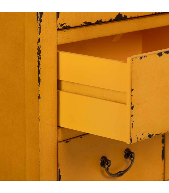 Armario Alacena Bajo Estilo Oriental Madera de Olmo Lacado en Amarillo Mdmhogar4