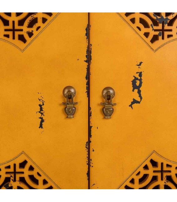 Armario Alacena Bajo Estilo Oriental Madera de Olmo Lacado en Amarillo Mdmhogar5