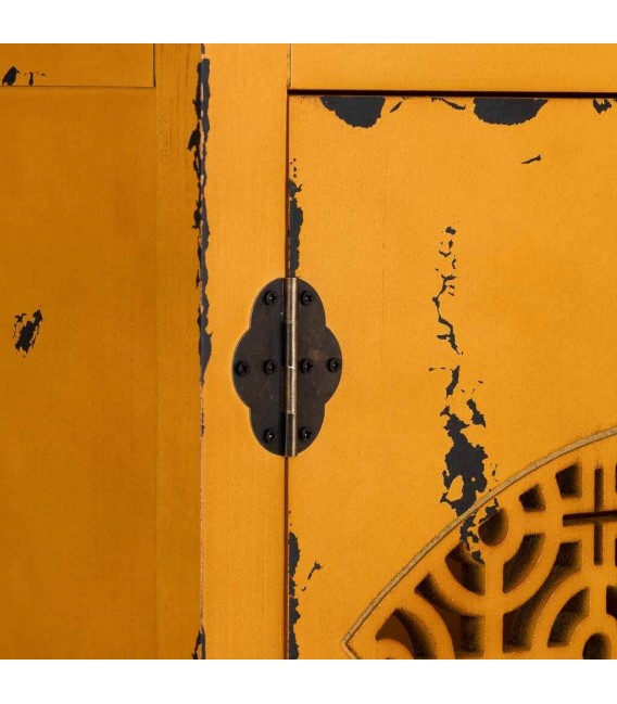 Armario Alacena Bajo Estilo Oriental Madera de Olmo Lacado en Amarillo Mdmhogar6