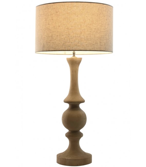 Lámpara de Sobremesa Alta Artesanal Madera de Mango Natural Torneada Mdmhogar1