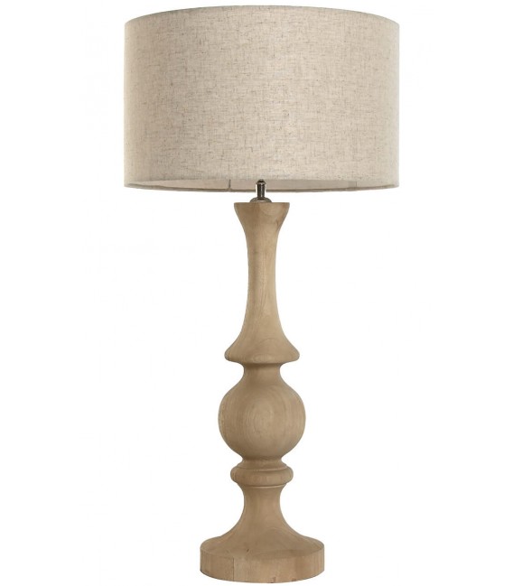 Lámpara de Sobremesa Alta Artesanal Madera de Mango Natural Torneada Mdmhogar11