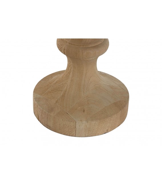 LAMPARA SOBREMESA 40 Ø X 78  MITRA MADERA MANGO TEXTIL ALGODON