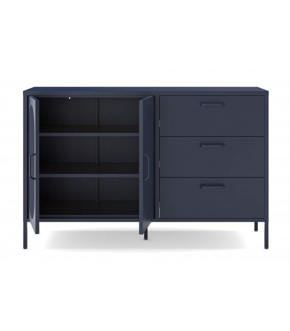 Aparador de Estilo Vintage – Metal Lacado Azul Oscuro Mdmhogar4