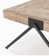 Mesa de Centro Cuadrada en Madera Maciza de Mango Natural  Metal Negro Mdmhogar2