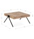 Mesa de Centro Cuadrada en Madera Maciza de Mango Natural  Metal Negro Mdmhogar3