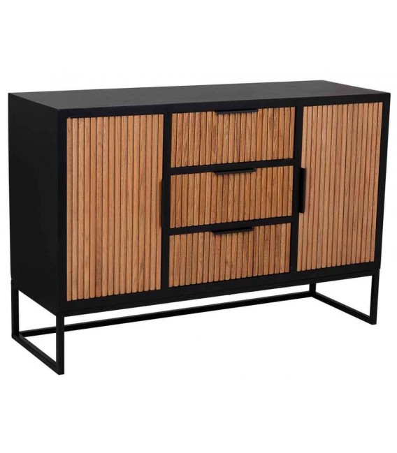 Aparador Pequeño en Madera de Paulonia con Listones en Color Miel Mdmhogar