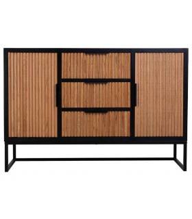 Aparador Pequeño en Madera de Paulonia con Listones en Color Miel Mdmhogar1