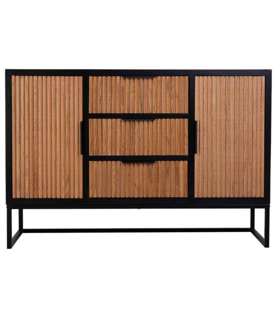 Aparador Pequeño en Madera de Paulonia con Listones en Color Miel Mdmhogar1