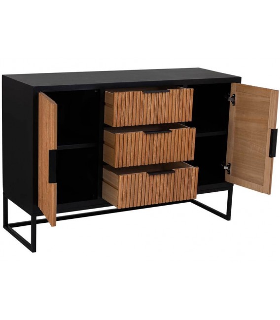 Aparador Pequeño en Madera de Paulonia con Listones en Color Miel Mdmhogar2