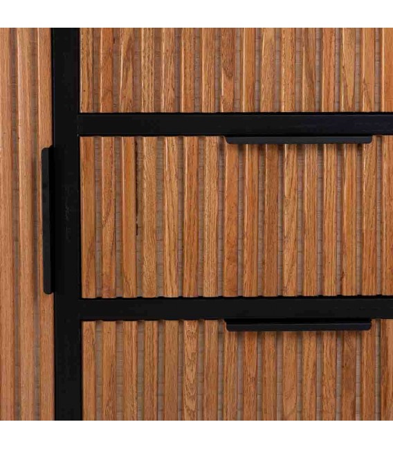 Aparador Pequeño en Madera de Paulonia con Listones en Color Miel Mdmhogar5