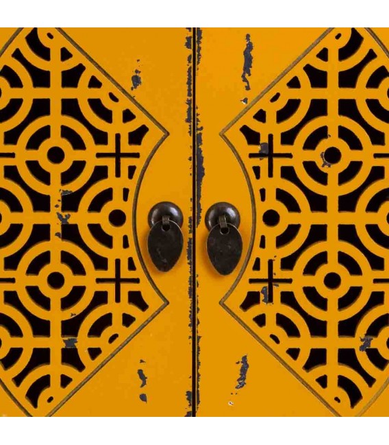 Mesita de Noche en Madera de Olmo Decapada en Amarillo Mdmhogar6