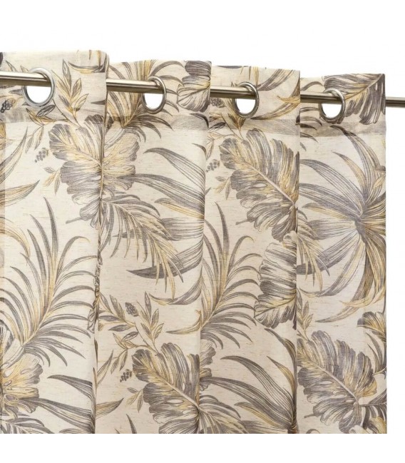 Cortina Visillo Semitransparente con Estampado Floral Mdmhogar