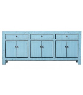 Aparador Oriental en Madera Maciza de Olmo Azul Brillo Mdmhogar1