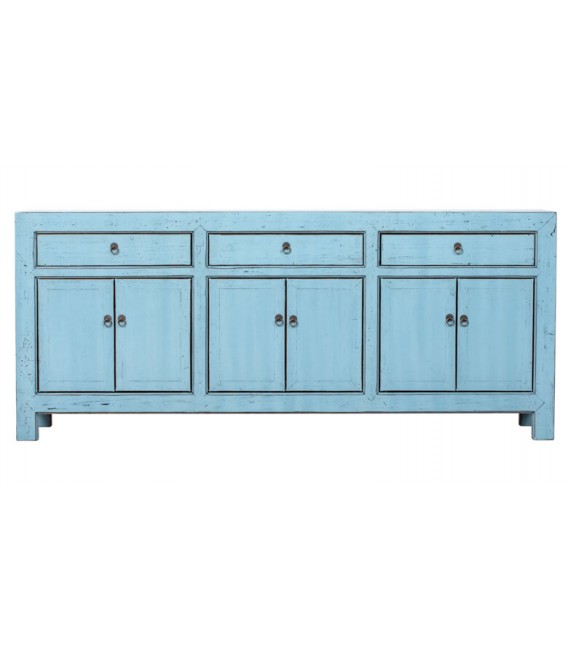 Aparador Oriental en Madera Maciza de Olmo Azul Brillo Mdmhogar1
