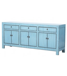 Aparador Oriental en Madera Maciza de Olmo Azul Brillo Mdmhogar