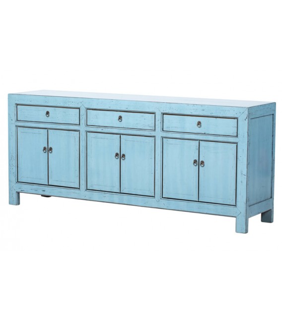 Aparador Oriental en Madera Maciza de Olmo Azul Brillo Mdmhogar