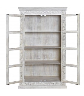 Vitrina Artesanal en Madera Maciza de Mango Tallada Mdmhogar