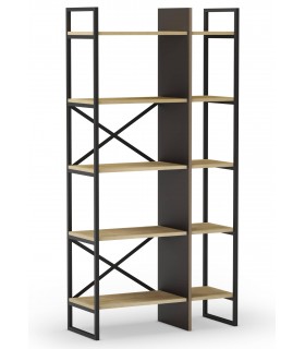 Librería estantería madera y metal – Diseño moderno y robusto Mdmhogar1