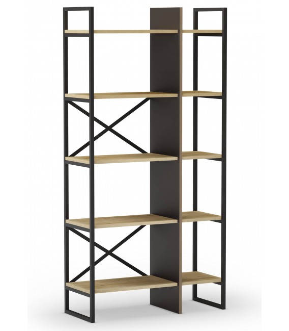 Librería estantería madera y metal – Diseño moderno y robusto Mdmhogar1