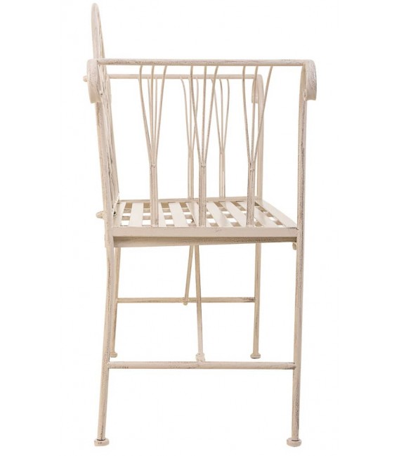 BANCO EXTERIOR 110 X 50 X 88 BRETON FORJA CREMA ROZADO