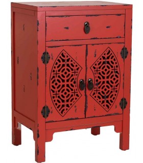 Mesita de noche olmo rojo – Estilo oriental con herrajes Mdmhogar