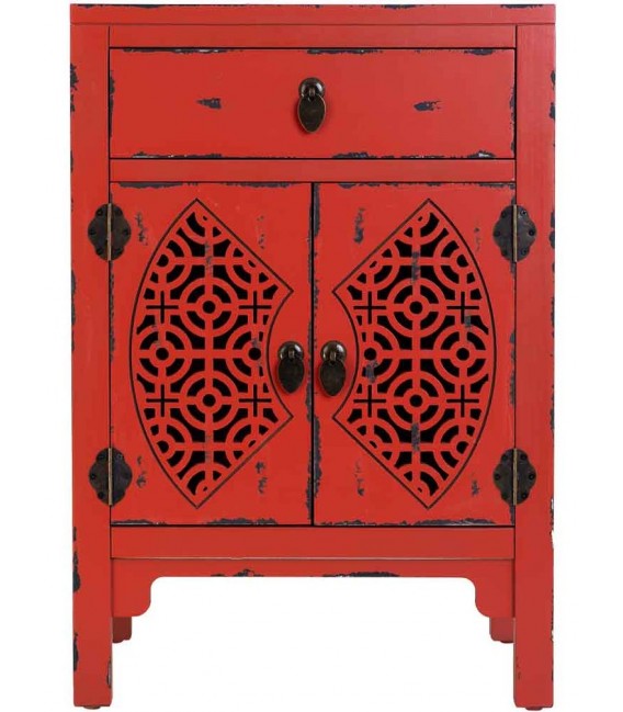 Mesita de noche olmo rojo – Estilo oriental con herrajes Mdmhogar1